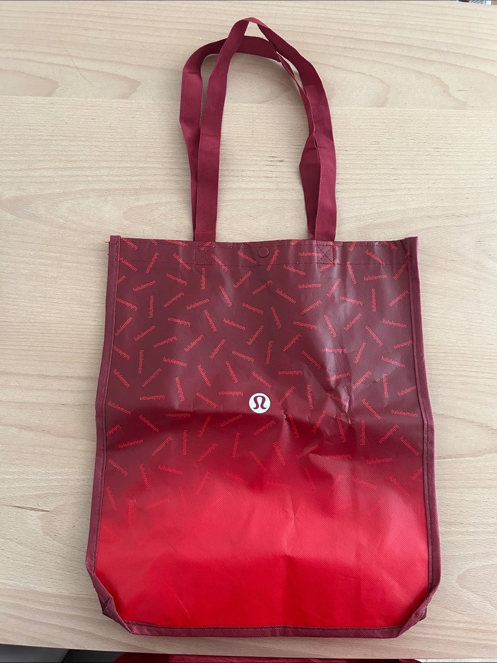 Lululemon Large Red Ombre Logo Tote Bag